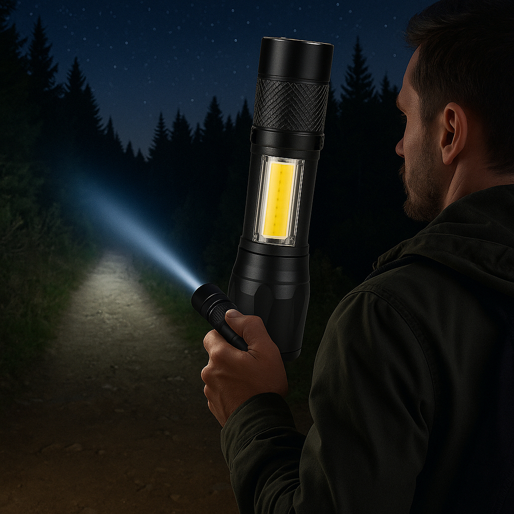 Super Lanterna Tática Led 3 Modo Farolete Strobo + Clip Case Cor da lanterna Preto Cor da luz Branco