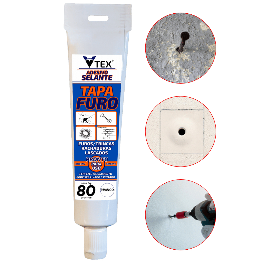 TAPA FURO Trinca Buraco Parede Fácil e Rápido 80gr BRANCO VTEX em Oferta na Shopee