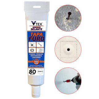 TAPA FURO Trinca Buraco Parede Fácil e Rápido 80gr BRANCO VTEX em Oferta na Shopee