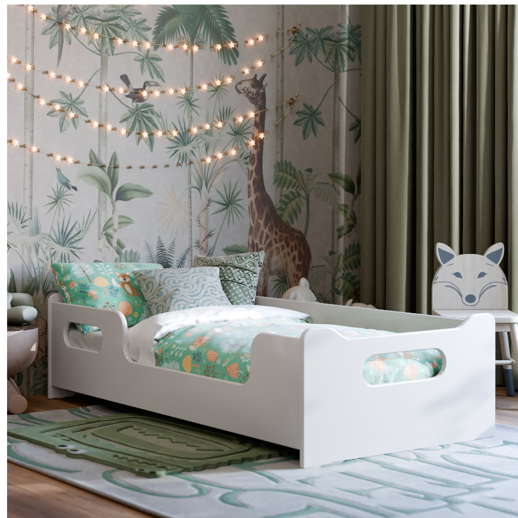 Detalhes do Cama Infantil com Colchão Encanto MDF com Grades – Segura para Quarto de Menino e Menina