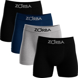 Kit 4 Cuecas Zorba Boxer Algodão Sem Costura Cueca Box Masculina Elástico Confortável Seamless 781 Pacote Original em Oferta na Shopee