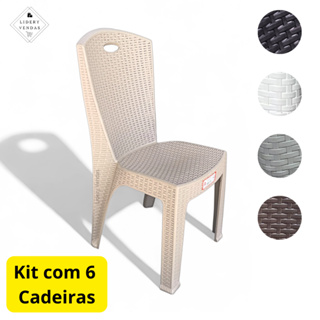 Cadeira de Plástico 6 Unidades Reforçada sem Braço Rattan Jardim Poltrona Branca Preta Bege Cinza Marrom Lanchonete em Oferta na Shopee