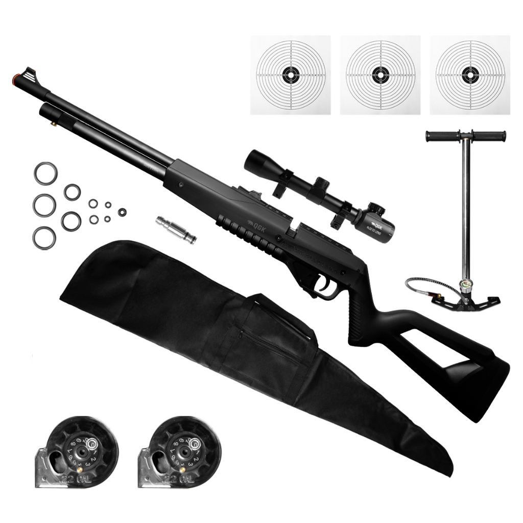 CARABINA PCP G850 5,5MM QGK+ LUNETA 4X32EG+CAPA+BOMBA+ALVO em Oferta na Shopee