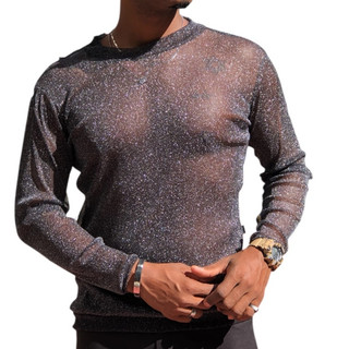 Camiseta Manga Longa  Slim Masculina Tule Transparente Lorex