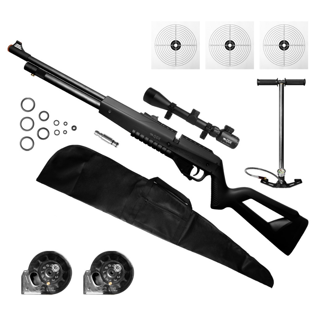 CARABINA PCP G850 5,5MM QGK+ LUNETA 3-9X40+CAPA+BOMBA+ALVO em Oferta na Shopee