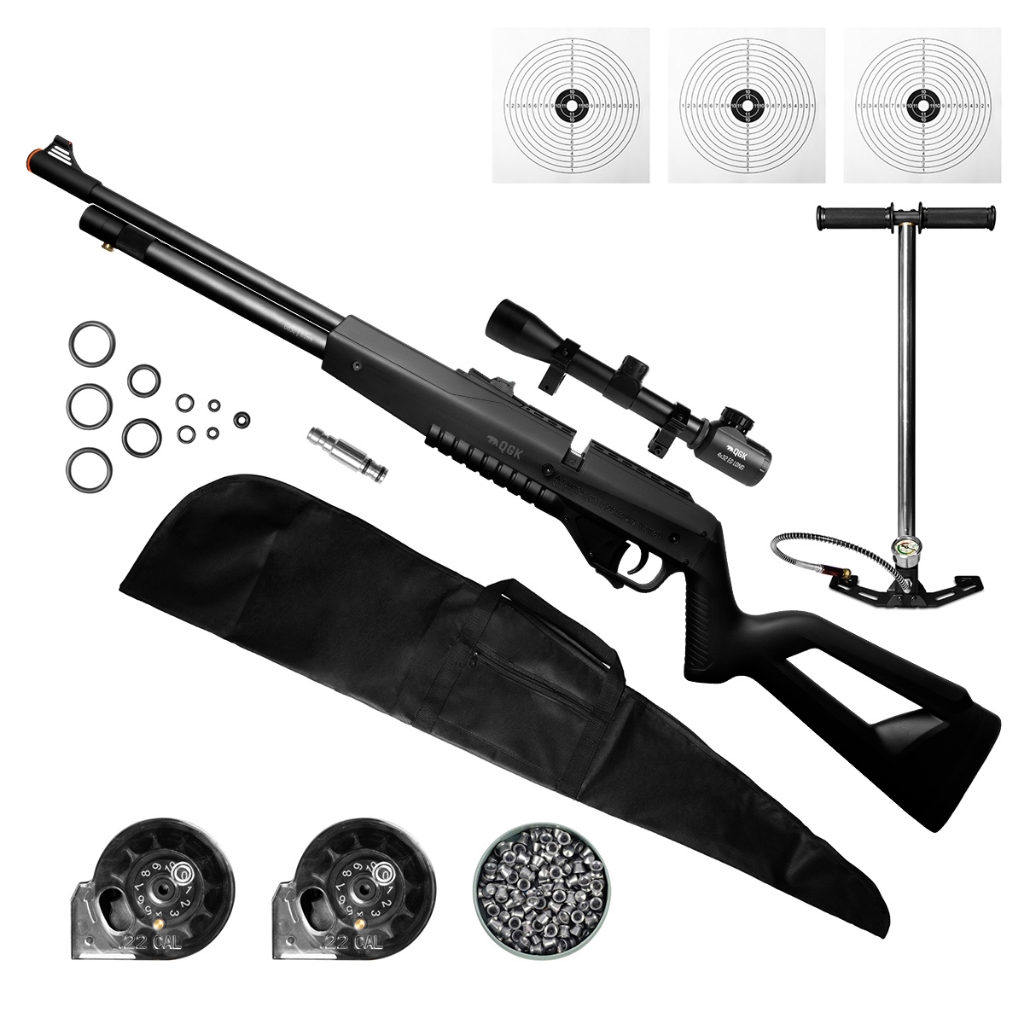 CARABINA PCP G850 5,5MM +LUNETA 4x32EG+CAPA+CHUMB+BOMBA+ALVO em Oferta na Shopee