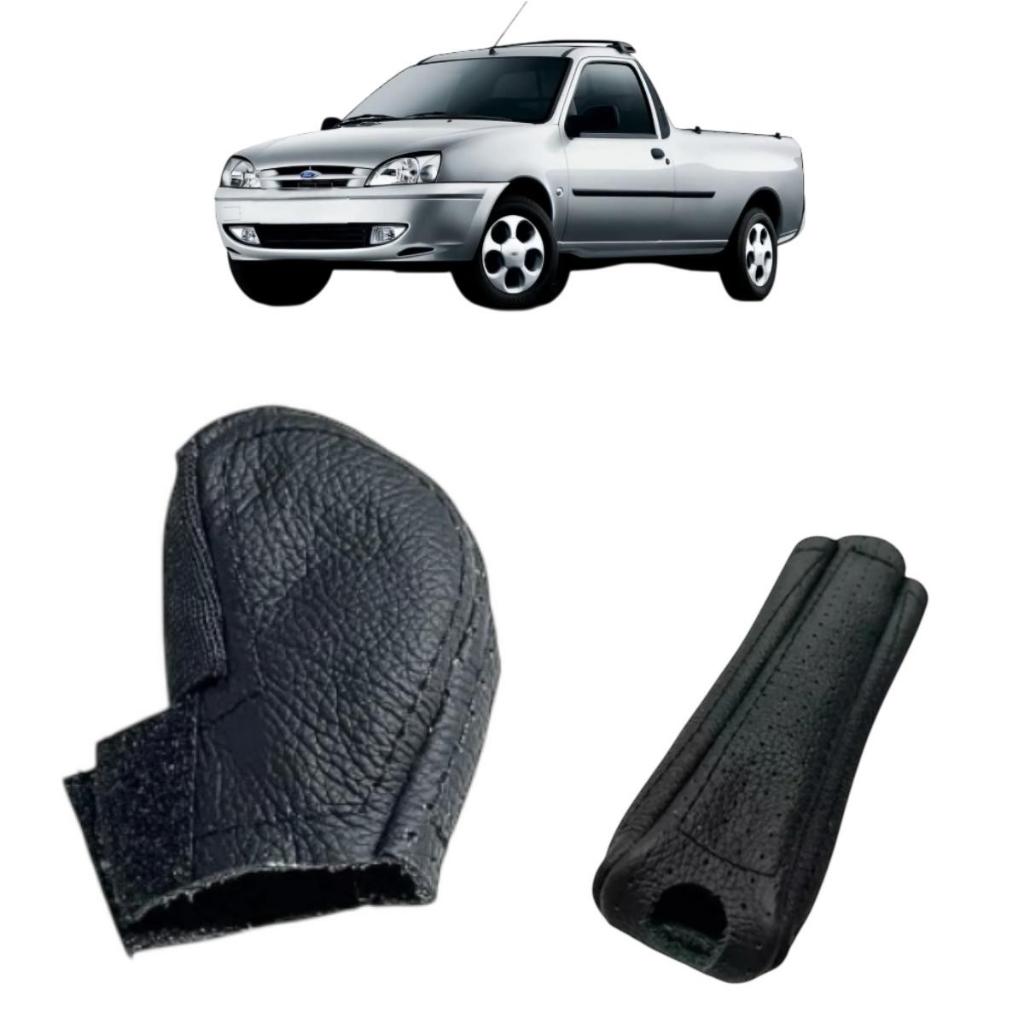 Kit Forração Couro Alavanca Freio De Mão e Manopla Câmbio Manual Ford Fiesta Ecosport Courier Ka Escort