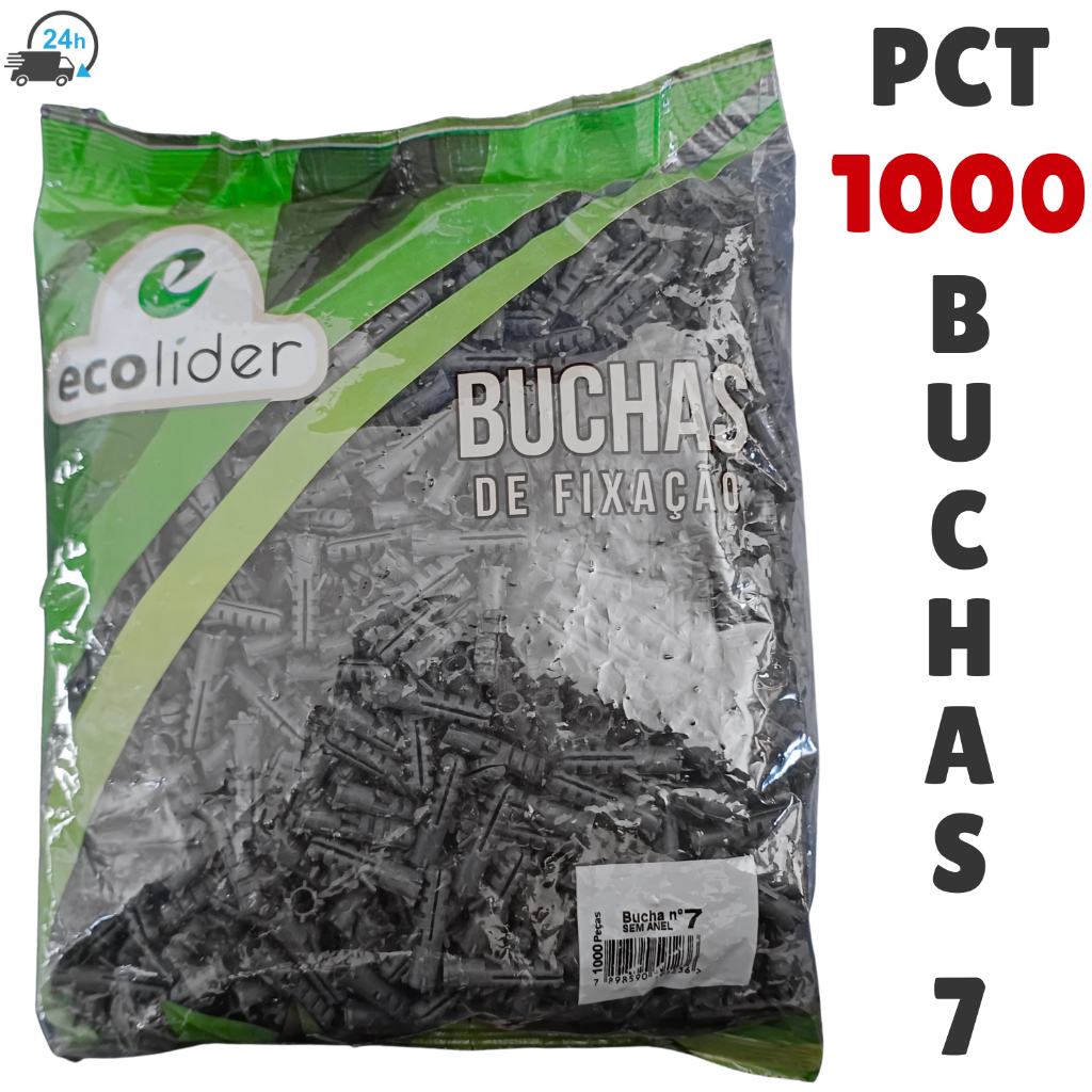 Pacote 1000 Buchas Fixação Nylon N7 Bucha Com Anel Para Parafuso Bucha De Parede Sem Anel