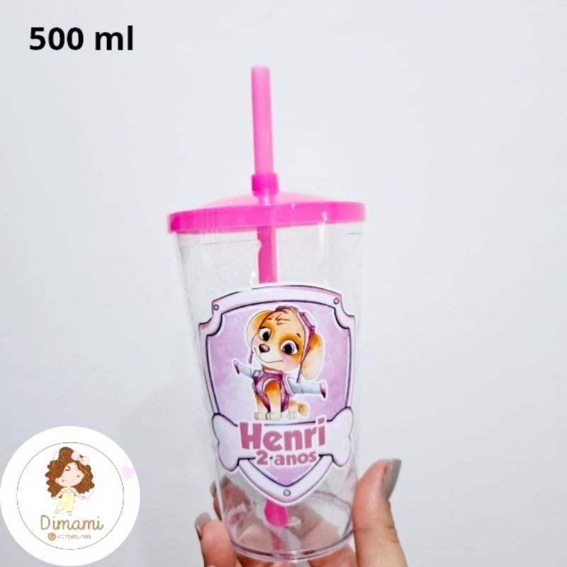 kit 10 copos 500ml personalizados aquarela Sky e Chase Patrulha canina- Copo twist - Lembrancinha aniversário - kitfesta