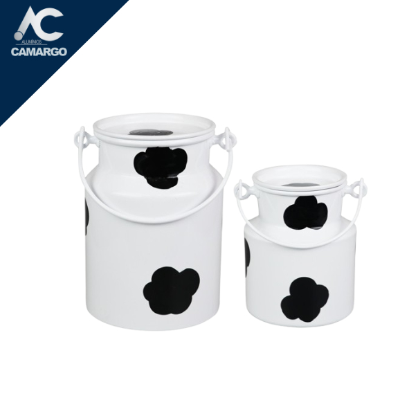 Kit 2 Leiteiras de Alumínio com Mancha Vaca ou Branca (2 litros e 1 litro) em Oferta na Shopee