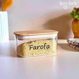 Pote Hermético Personalizados Pote Com Tampa De Bambu Porta Mantimentos Acrílico 650ML em Oferta na Shopee