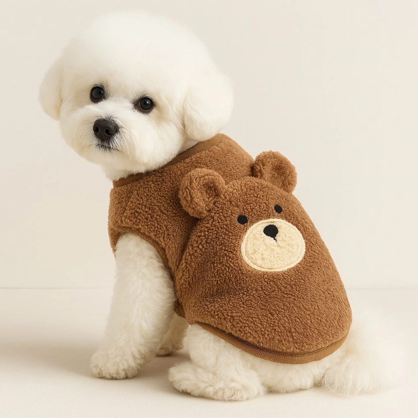 Roupa De Cachorro De Pelúcia Estilo Ursinho – Quentinha, Fofa E Confortável Para Outono/Inverno
