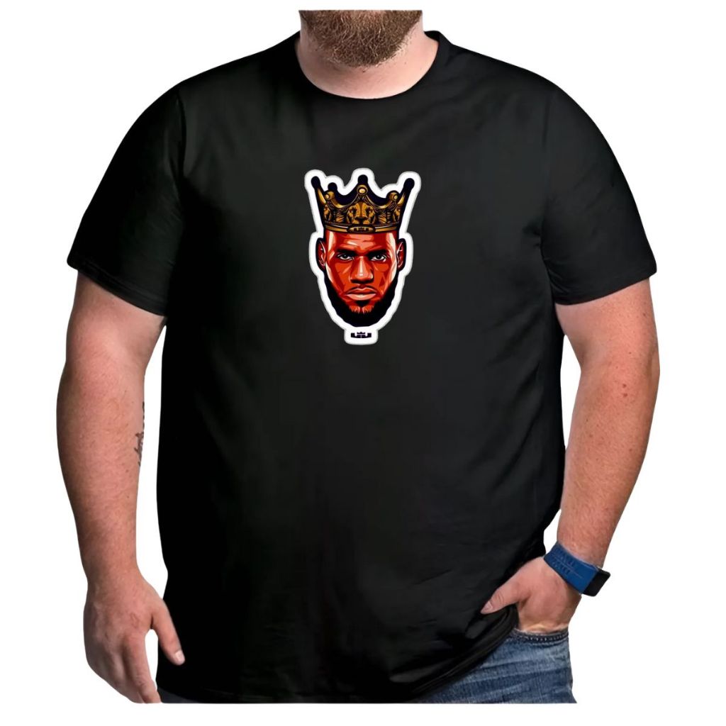 Camiseta Basquete Plus Size Caricatura Lebron James King 23