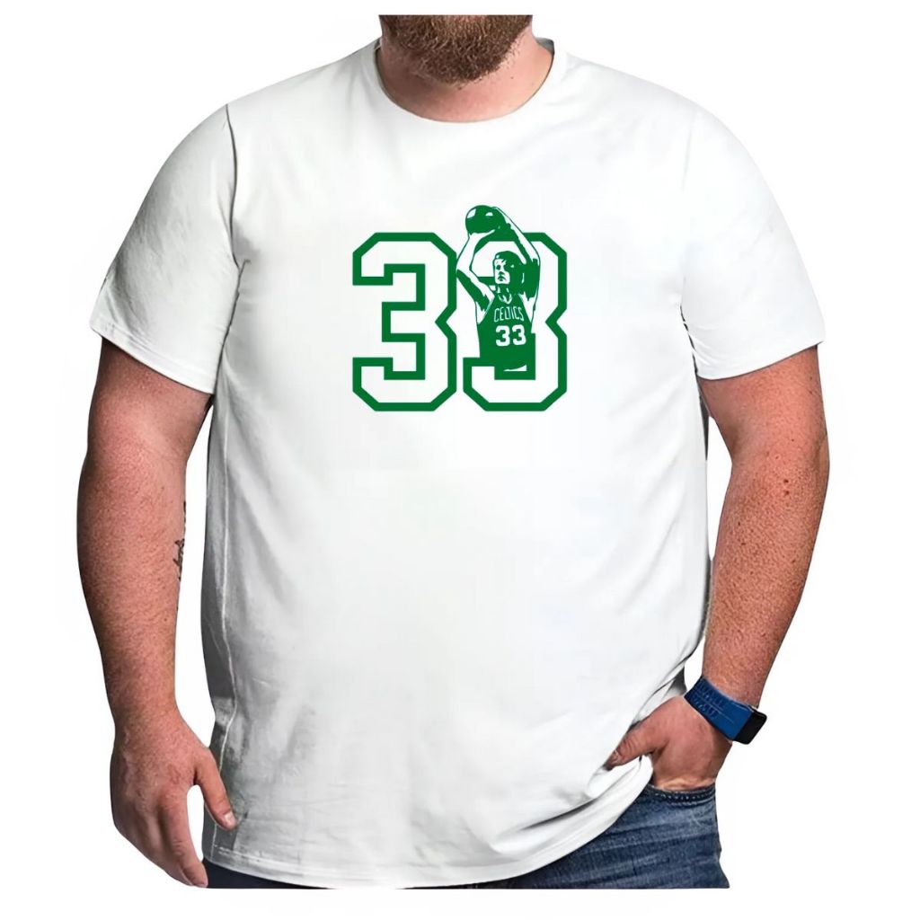 Camiseta Basquete Plus Size Boston Retro 33 Larry Bird Celtics