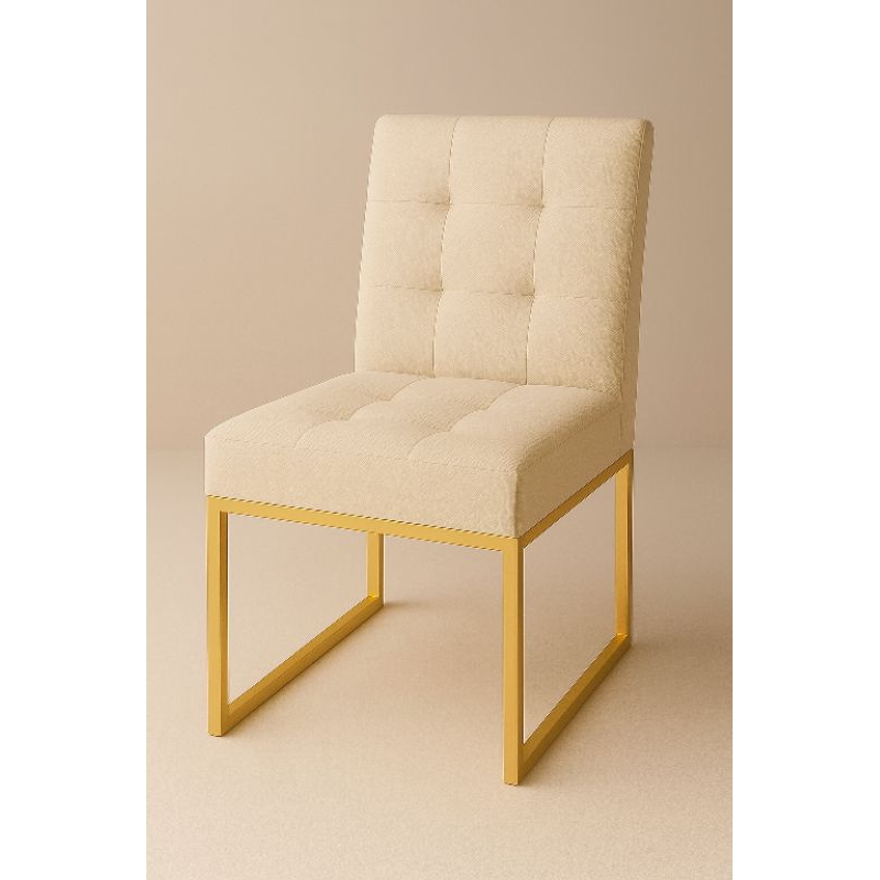 Cadeira para Sala de Jantar Livia Base de Ferro Dourada em Oferta na Shopee