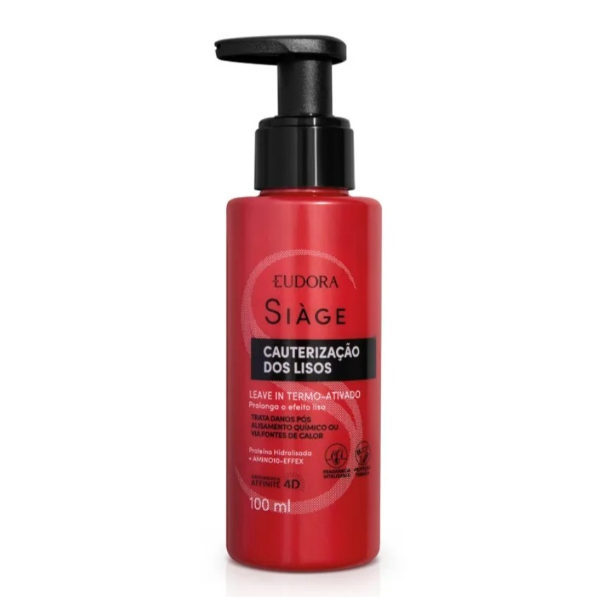 Leave-in Capilar Siàge Cauterização dos Lisos 100ml com Proteção Termica ate 230 º graus Eudora