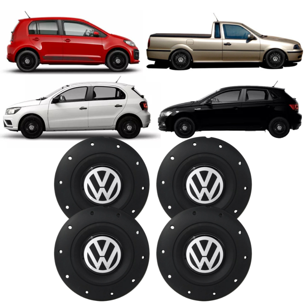 Jogo 4 Calota Centro Aro 14 15 Vw Gol Voyage Saveiro  Up