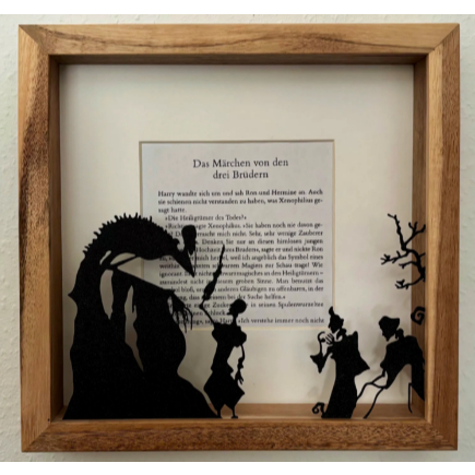 Silhueta Decorativa "O Conto dos Três Irmãos" – Estilo Sombra para Moldura IKEA (Somente Silhueta, Sem Base)
