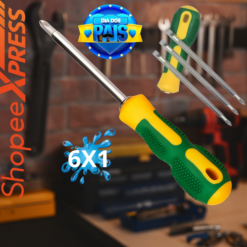 KIT JOGO CHAVE FENDA E PHILLIPS MAGNÉTICA  4 PÇ AÇO VANADIUM USO PROFISSIONAL E DOMÉSTICO PREMIUM em Oferta na Shopee