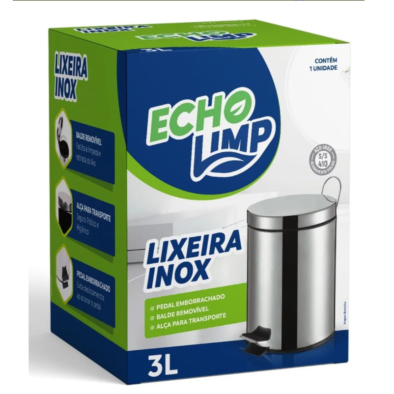 Lixeira Inox Echo Limp 3 Litros em Oferta na Shopee