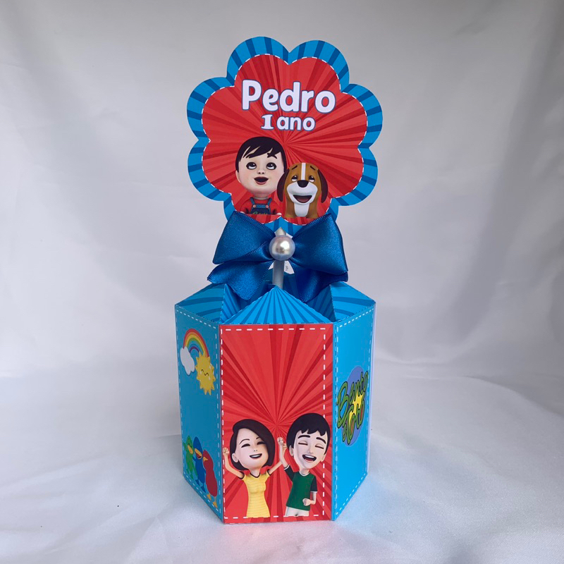 Centro de Mesa- Lembrancinhas personalizadas Bento e Totó Azul/vermelho - Festa infantil decoração de mesa PEGUE E MONTE