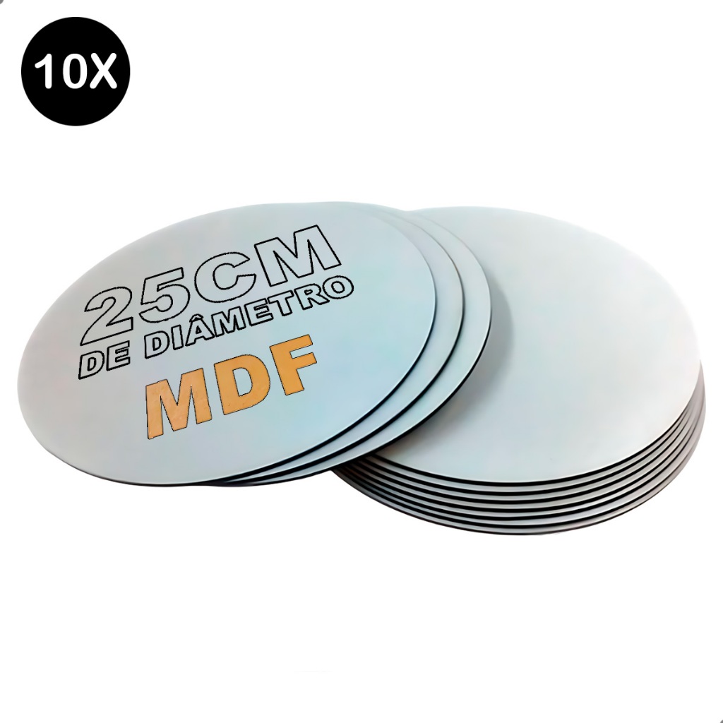 kit 10 cake board redondo mdf cru 3mm base bolo confeitaria 25cm resistente em Oferta na Shopee