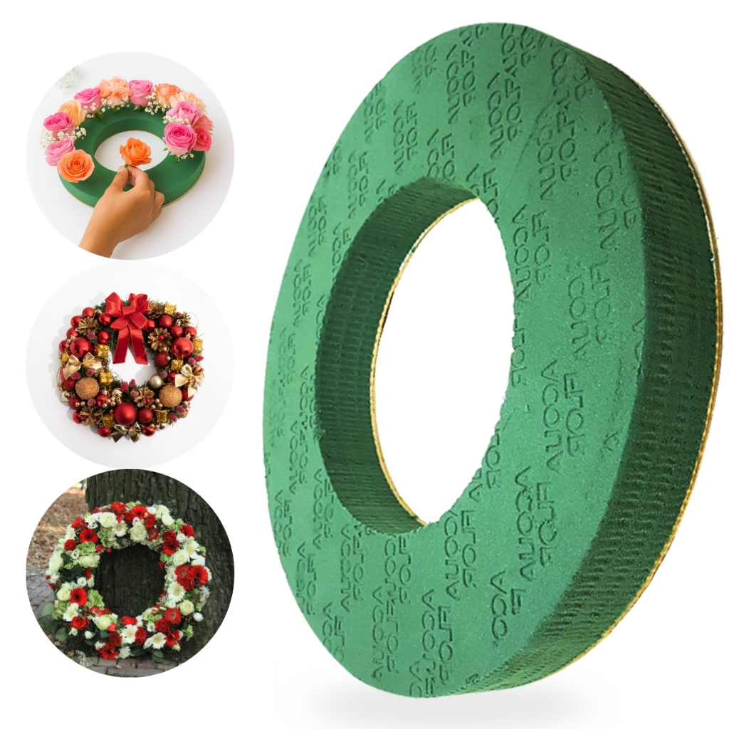 Espuma Floral Mini Coroa Vazada com Base em MDF para Arranjos Florais Exclusivos