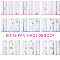 KIT 18 Panos de Boca Bebê (azul, rosa ou neutro)