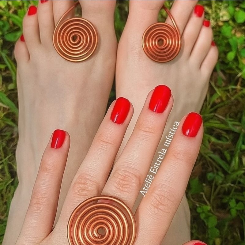 Imagem Kit de Aterramento com Espiral de Cobre 4 Peças | Para Mãos e Pés | Equilíbrio Energético, Grounding e Meditação