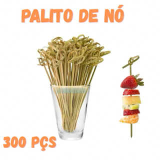 Kit 300 Palitos de Bambu Para Petisco aperitivo Decorado de nó em Oferta na Shopee