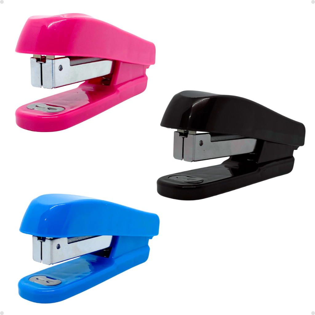 Grampeador de Plástico para até 20 folhas Rosa Preto Azul em Oferta na Shopee