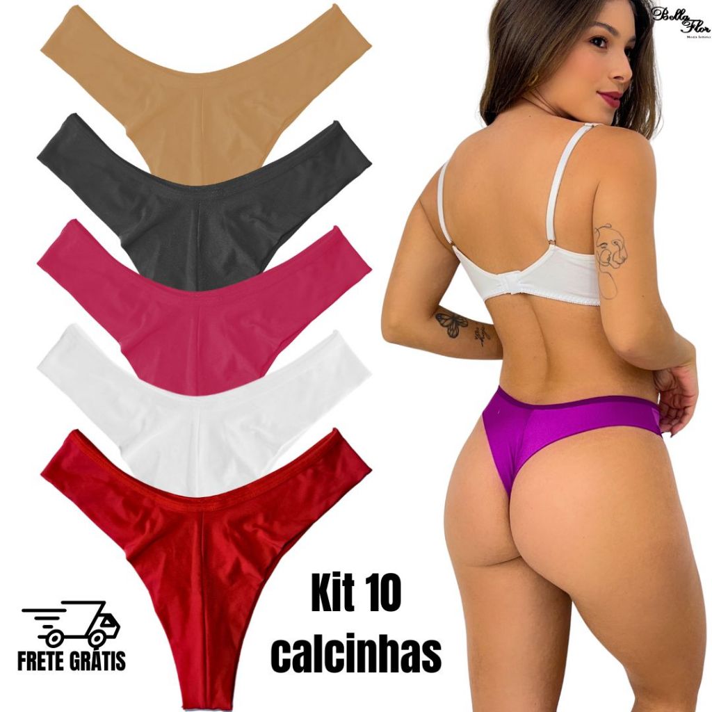 KIT 10 Calcinhas Empina Bumbum Fio Dental Duplo Conforto Sensual Sem Costura no Bumbum