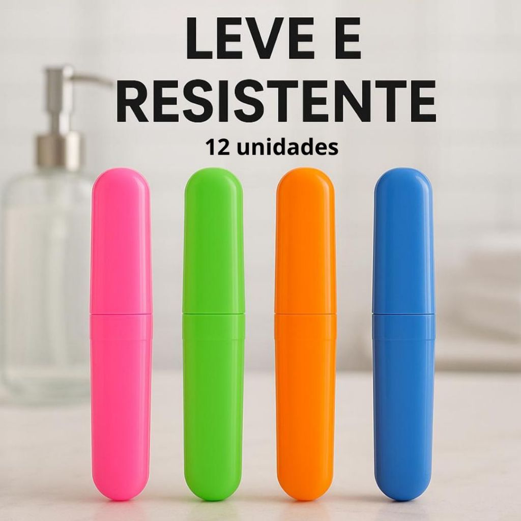 Imagem Porta Escova de Dente Kit 12 Unidades Portátil Estojo Dental Dentes Higiene Viagens