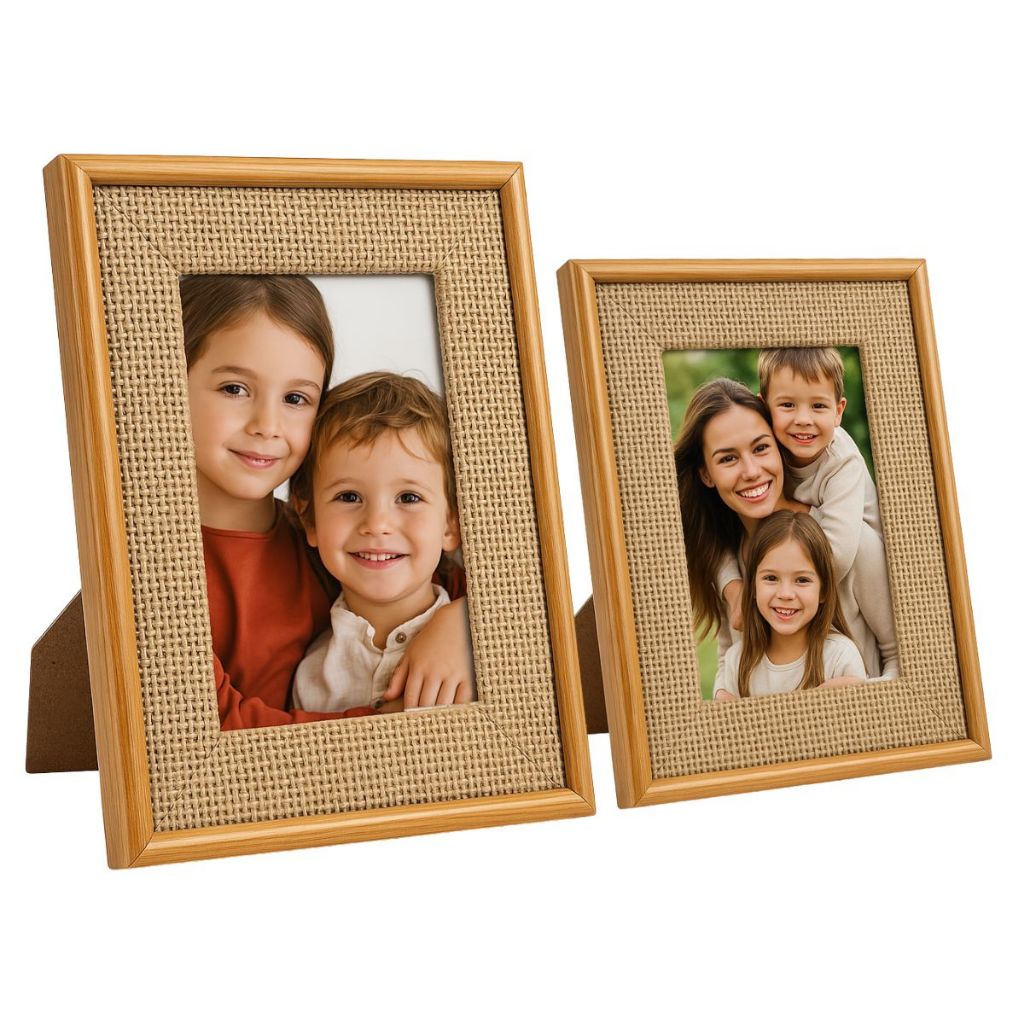 Kit 2 Porta Retratos Tecido Trançado Mdf 10x15 & 15x20 - Collection em Oferta na Shopee