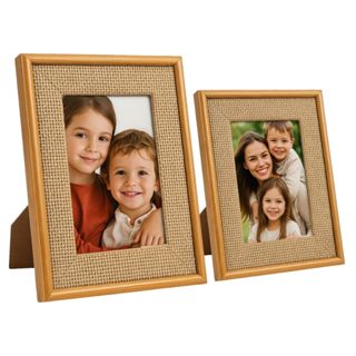 Kit 2 Porta Retratos Tecido Trançado Mdf 10x15 & 15x20 - Collection em Oferta na Shopee