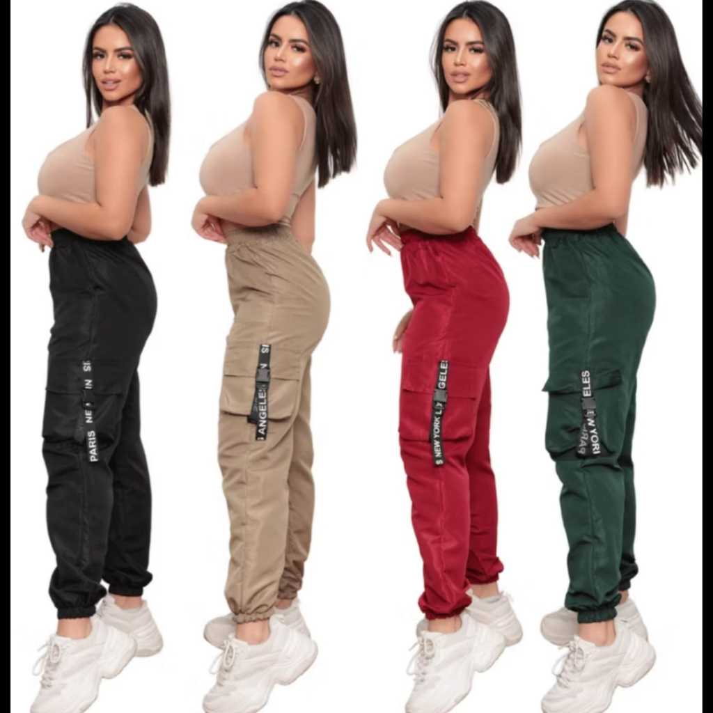 calça feminina jogger 4 bolsos cargo street blogueira unisex em Oferta na Shopee