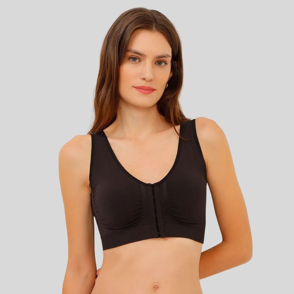 Sutia DelRio 4001 Sem Costura Pos Cirurgico Sustentaçao Abertura Frontal Busto Anatomico