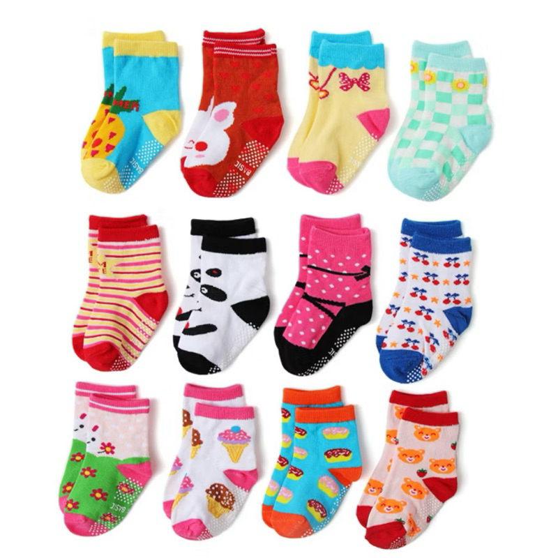 Kit 12 Meia Bebê Antiderrapante Estampadinha feminina 0 a 6,6 a 12,12 a 24 meses em Oferta na Shopee