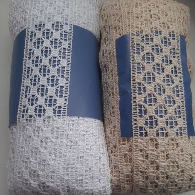 Renda 100%algodao\entremeio\5.6cm Largura\ pacote 30 e 15 metros/Cor Cru e branca