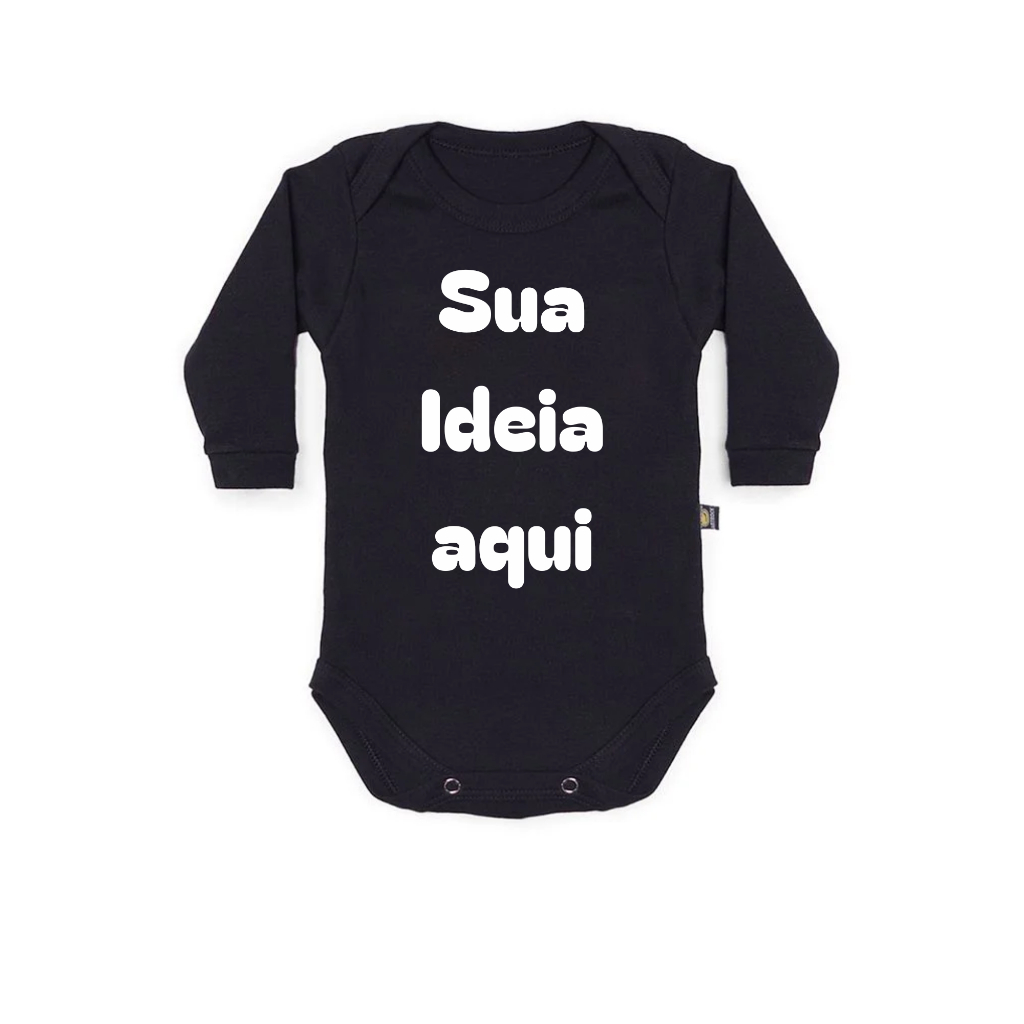 Body bori manga longa preto personalizado com sua ideia, foto, imagem e estampa em Oferta na Shopee