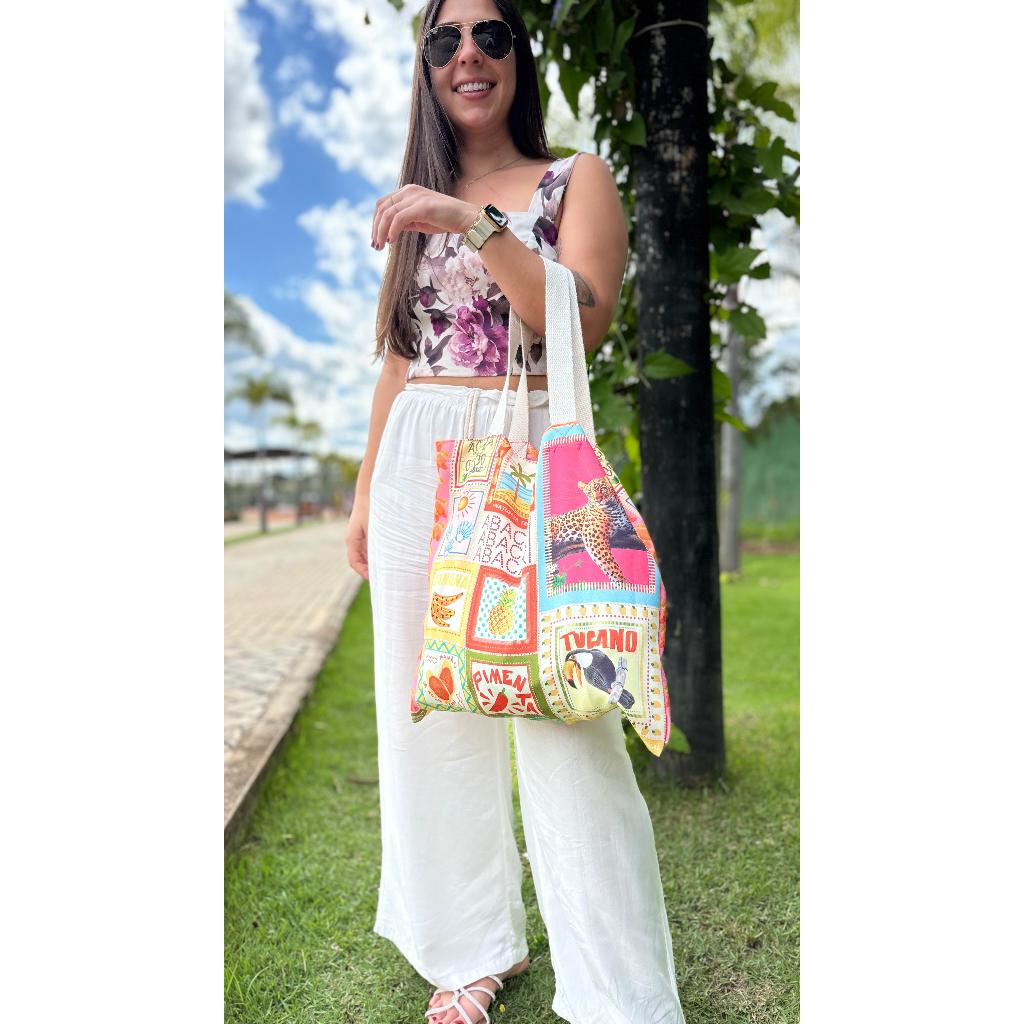 Bolsa Feminina Sacola Ecobag Farm Ecobag Moda Praia 2026 Estampadas Verão