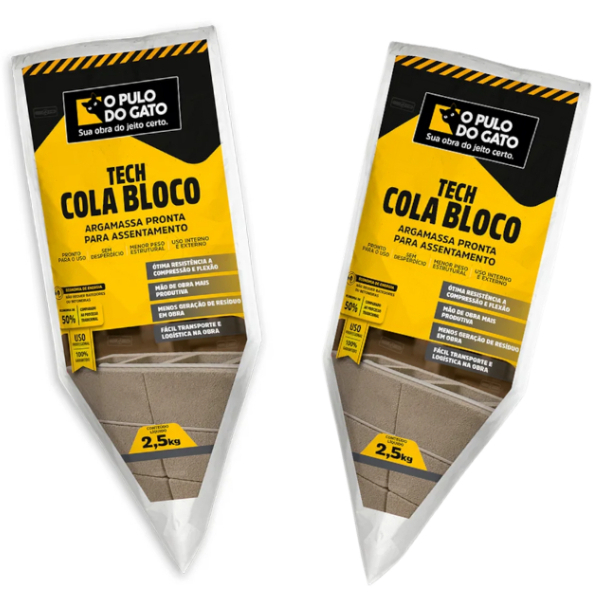 Kit 2 Massa Polimérica Cola Bloco Tijolo Argamassa Pronta Para Assentamento Tech 2,5Kg Pulo Do Gato