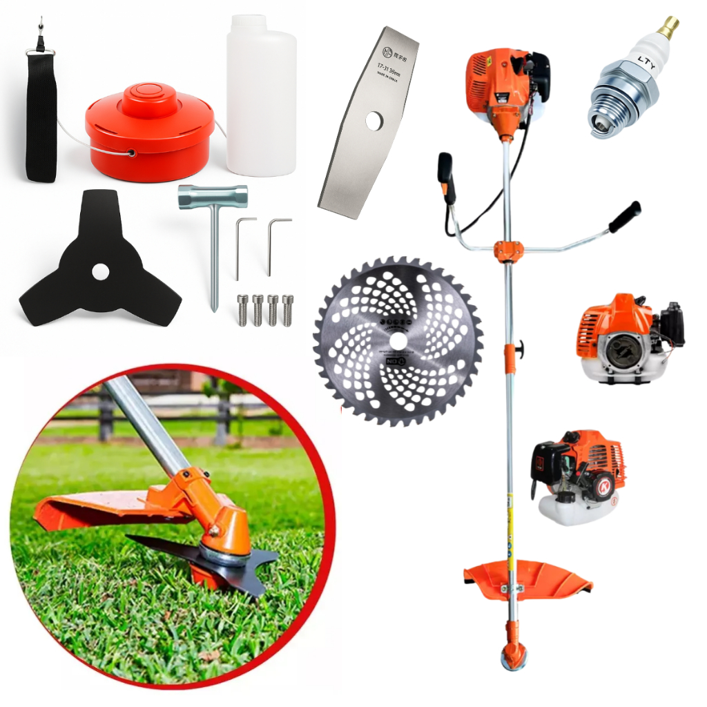 Roçadeira 75CC Gasolina 3,5HP Profissional - Corta Mato Alto + Grama + Arbustos - Kit 5 em 1 em Oferta na Shopee