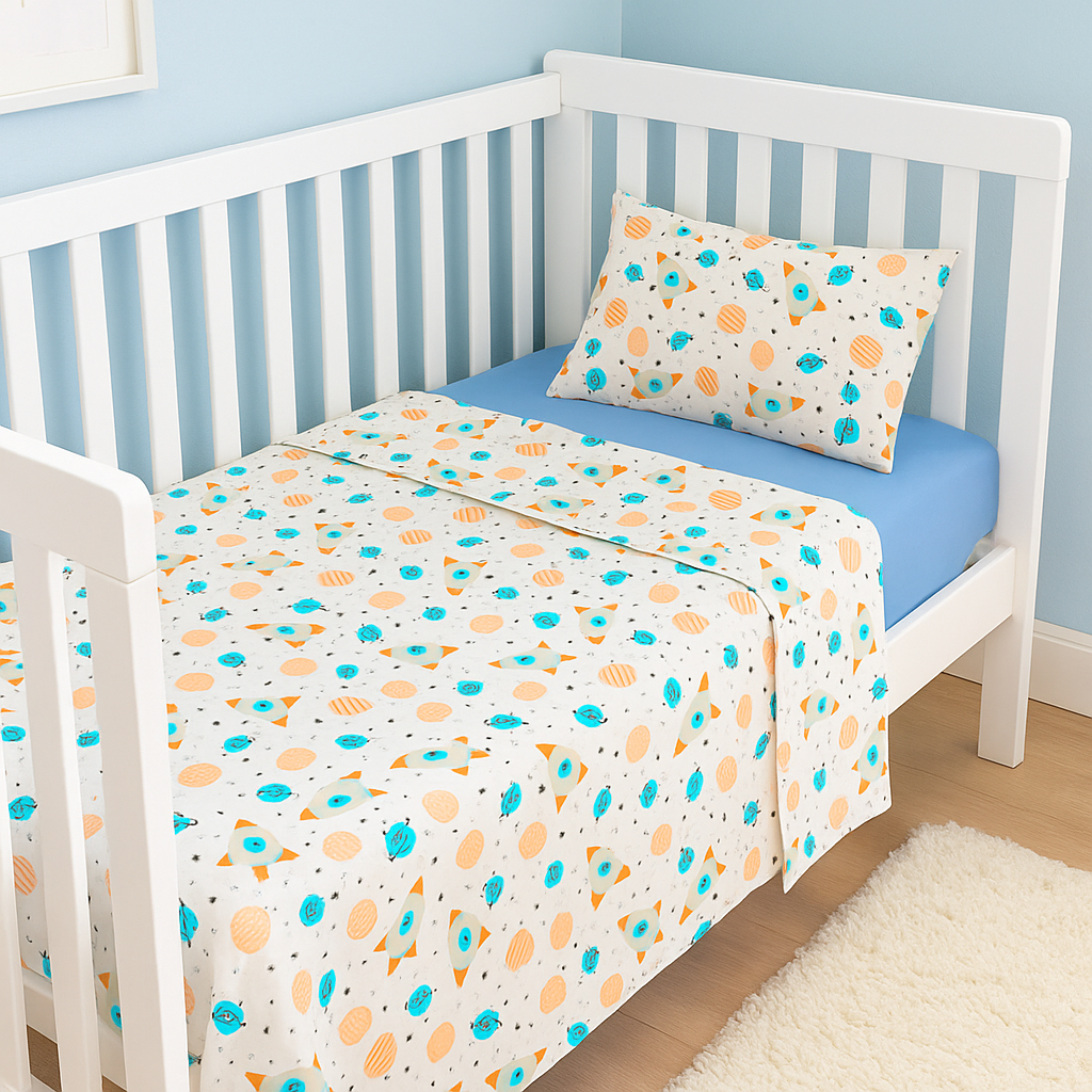 Jogo Lençol Berço Americano Mini Cama 3 peças 100% algodão percal