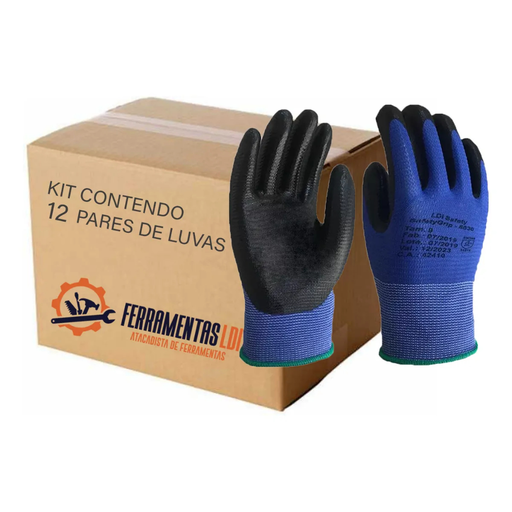 12 Luva Nitrílica Mecânico Epi Proteção Abrasão Ca 42410 Ldi em Oferta na Shopee