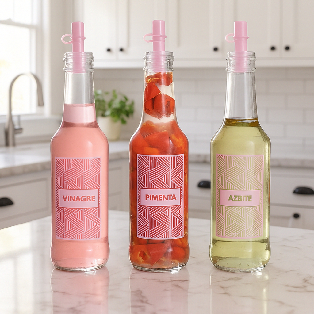 Kit Galheteiro 3 peças 275 ml (azeite, Pimenta, Vinagre. em Oferta na Shopee