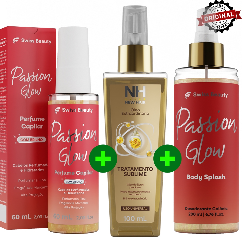 Kit 3 itens - Óleo Extraordinário 100ml + Perfume Capilar 60ml + Body Splash 200ml SWISS BEAUTY em Oferta na Shopee