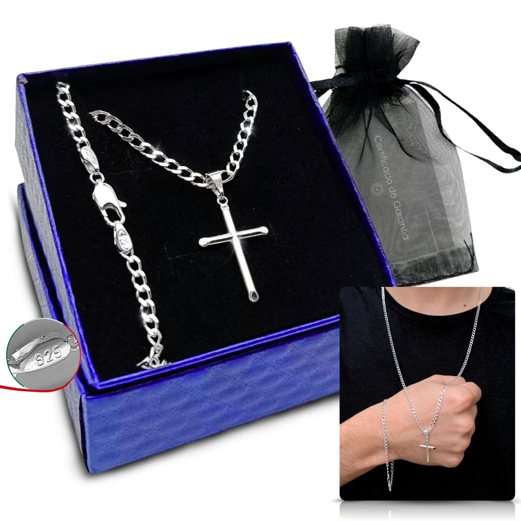 Corrente Kit Prata 925 Cordão Pingente + Pulseira Grumet Masculina 70cm Escama de Peixe 3mm Italiana em Oferta na Shopee