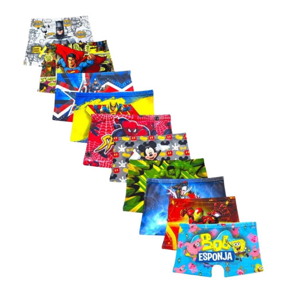 KIT CUECA BOX-BOXER INFANTIL SUBLIMADA PERSONAGEM em Oferta na Shopee