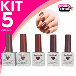 Kit Esmalte em Gel Real Love Tons de Marrom – Elegância e Sofisticação para suas Unhas